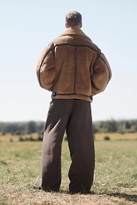 CONTRAST FAUX FUR LEATHER JACKET LIMITED EDITION