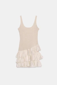 SHORT COMBINATION RUFFLE DRESS