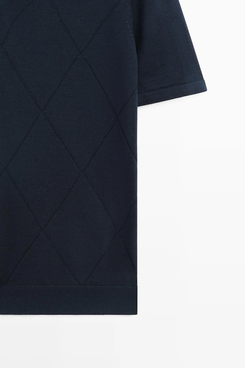 Pull polo en maille à motif losanges