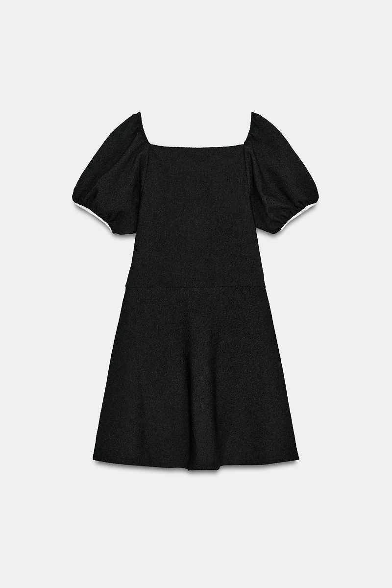 CONTRAST BOUCLE DRESS