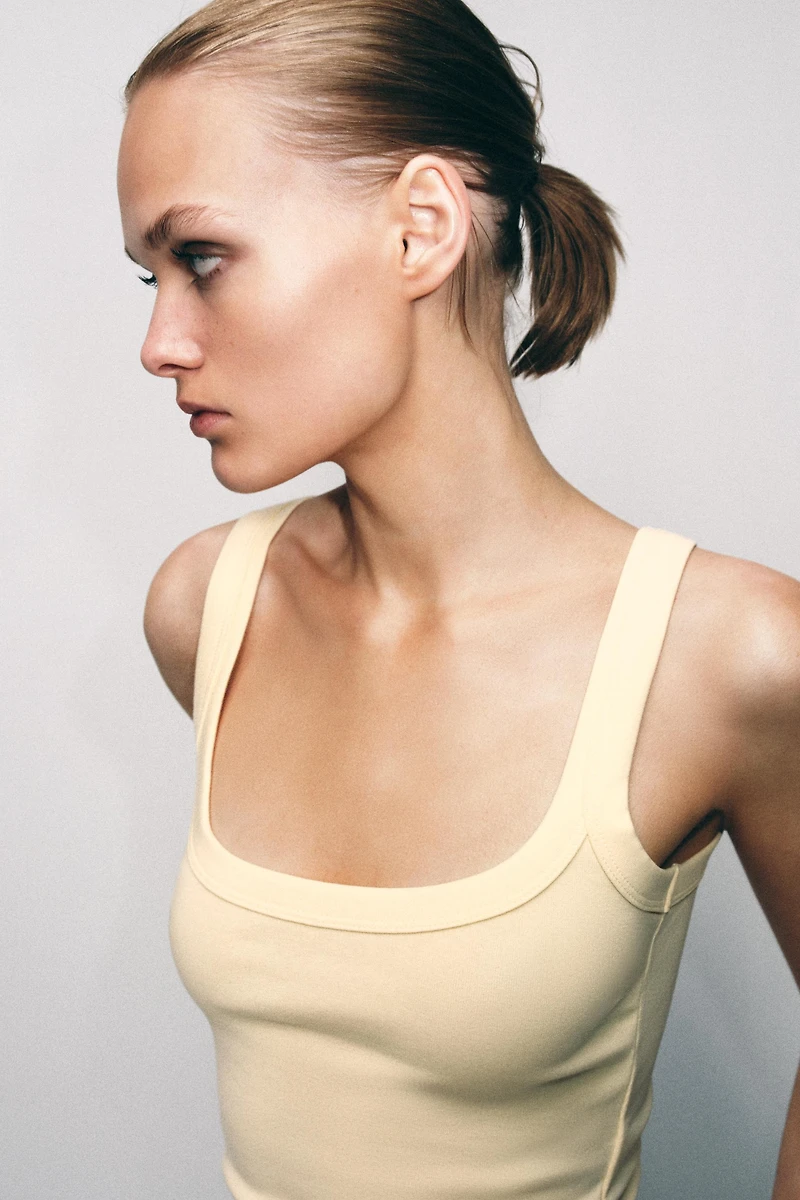 COTTON SLEEVELESS T-SHIRT