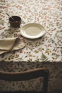 RESIN-COATED COTTON TABLECLOTH WITH LEAVES