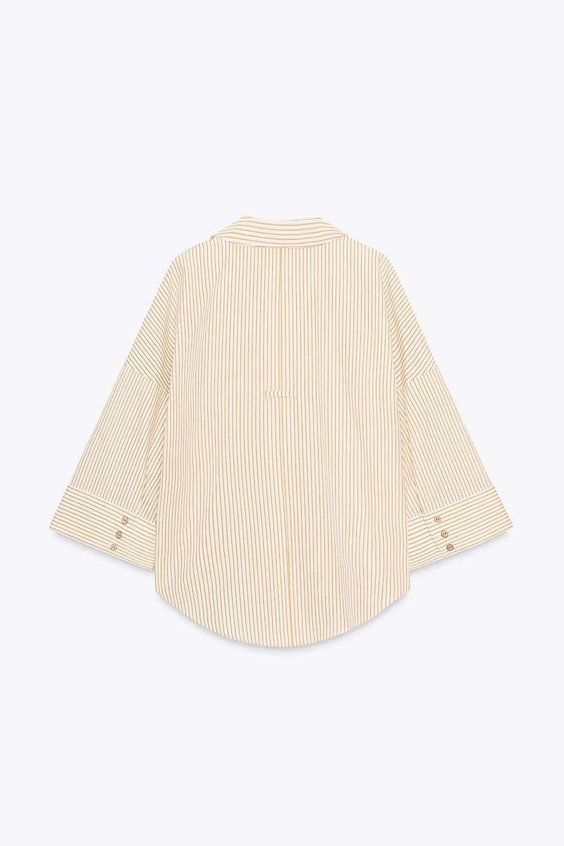 STRIPED POPLIN SHIRT WITH WIDE SLEEVES
