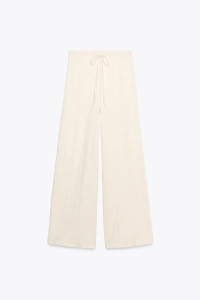 TEXTURED STRAIGHT LEG PANTS