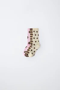 THREE-PACK OF LONG STRIPED AND POLKA DOT SOCKS