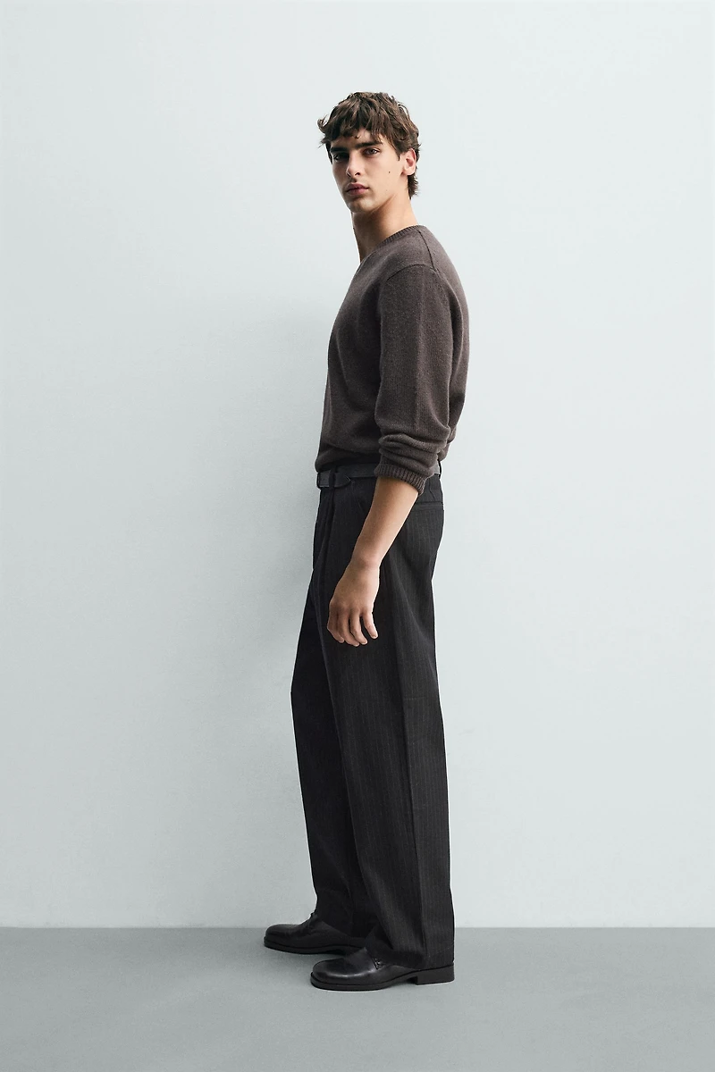 RELAXED FIT PINSTRIPE PANTS