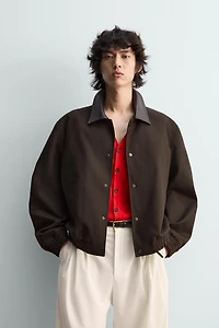 BLOUSON RELAXED FIT À COL BIMATIÈRE