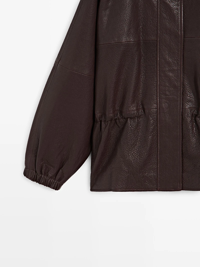 Veste en cuir nappa finition grainée