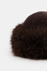 FAUX FUR KNIT BEANIE