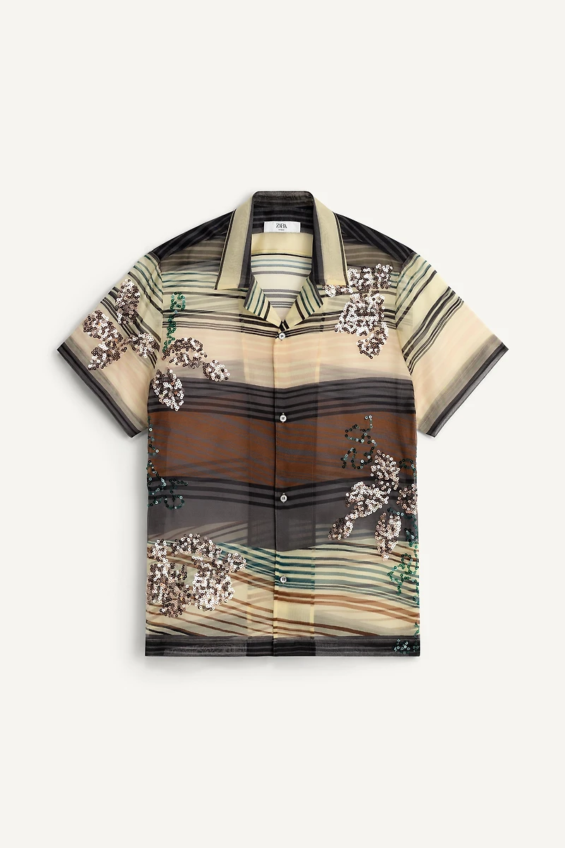 CHEMISE EN ORGANZA 100% SOIE PAILLETTES