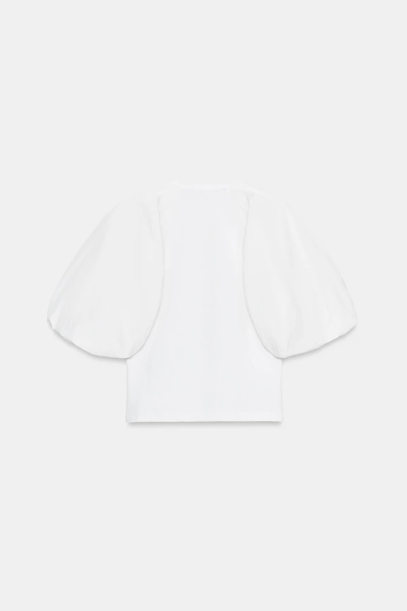 BALLOON SLEEVE COMBINATION T-SHIRT