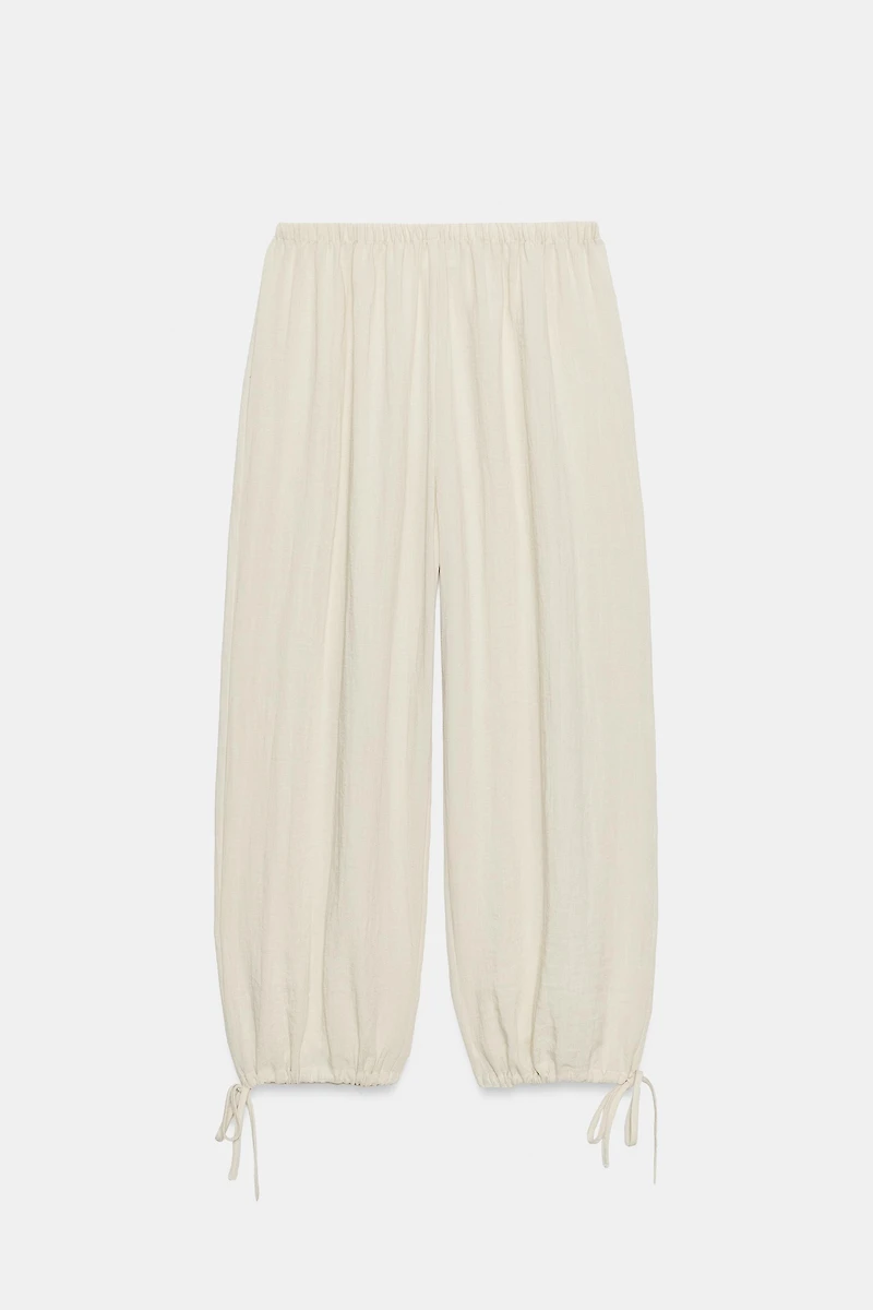 PLAID ADJUSTABLE HEM PARACHUTE PANTS