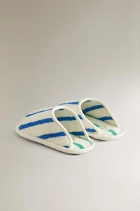KIDS' STRIPED TERRY BATH SLIPPERS