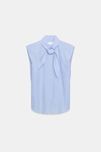 ZW COLLECTION LACED STRIPED SHIRT