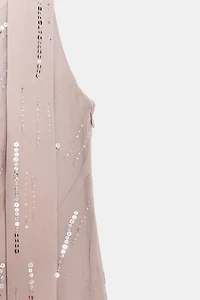 SHORT SEQUIN FOULARD DRESS