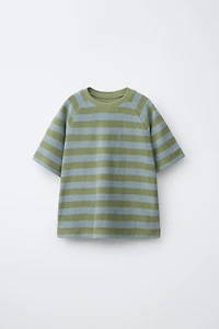 ENSEMBLE T-SHIRT ET BERMUDA À RAYURES EFFET ÉPONGE