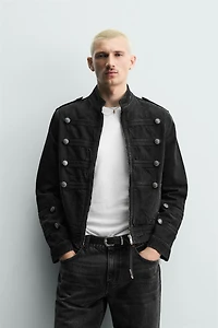 VESTE EN DENIM AVEC BRANDENBOURGS ET BOUTONS