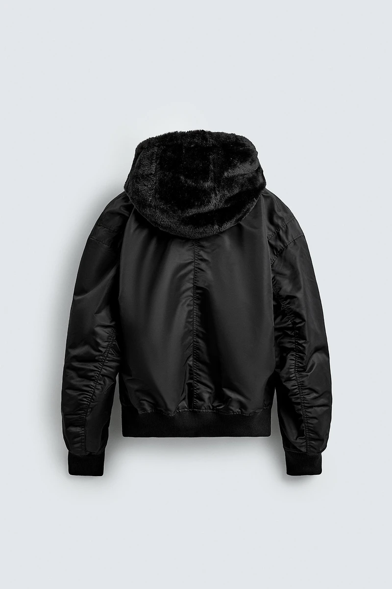 BLOUSON BOMBER RÉVERSIBLE EFFET FOURRURE