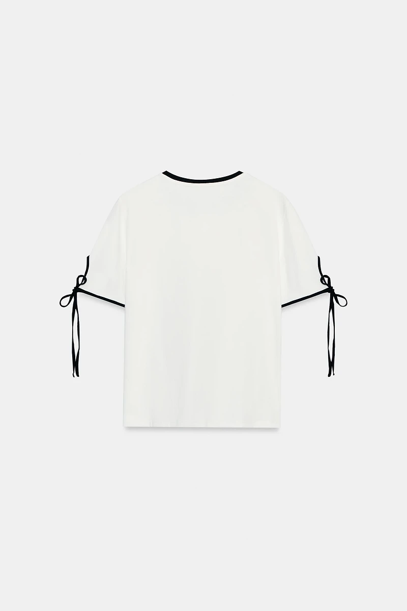 CONTRAST BOW T-SHIRT