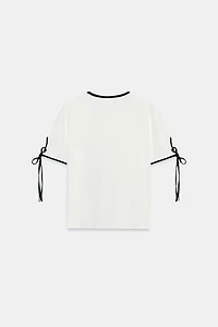 CONTRAST BOW T-SHIRT