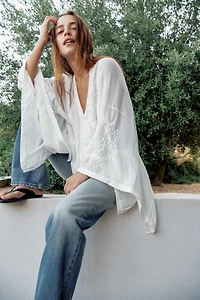 ZW COLLECTION EMBROIDERED CAPE BLOUSE
