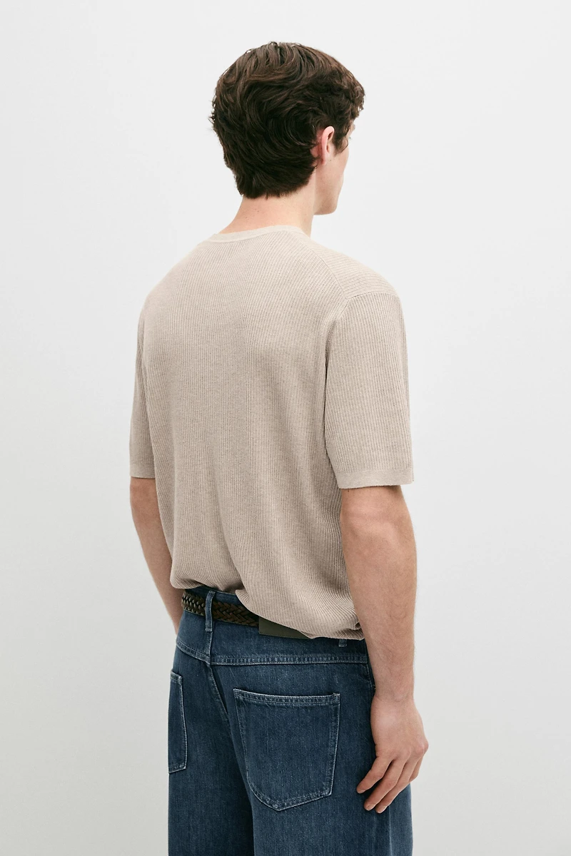 Pull en maille à manches courtes avec coton
