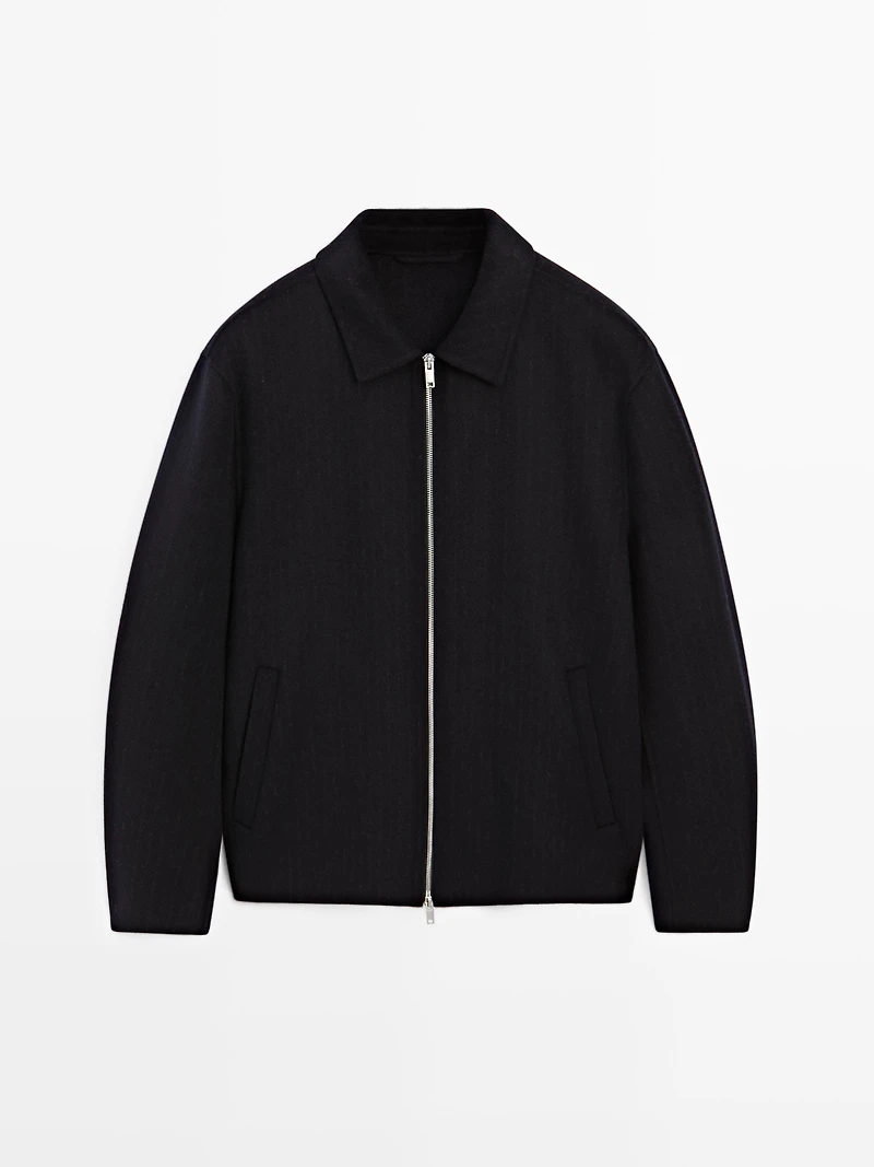 Pinstripe wool blend jacket