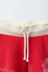 HIBISCUS TOWEL EFFECT SHORTS