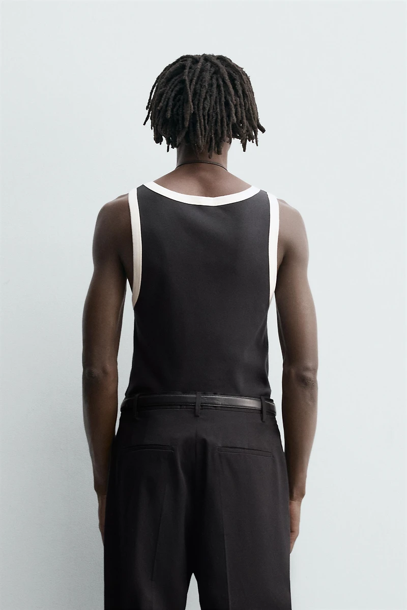 CONTRAST RIB TANK TOP