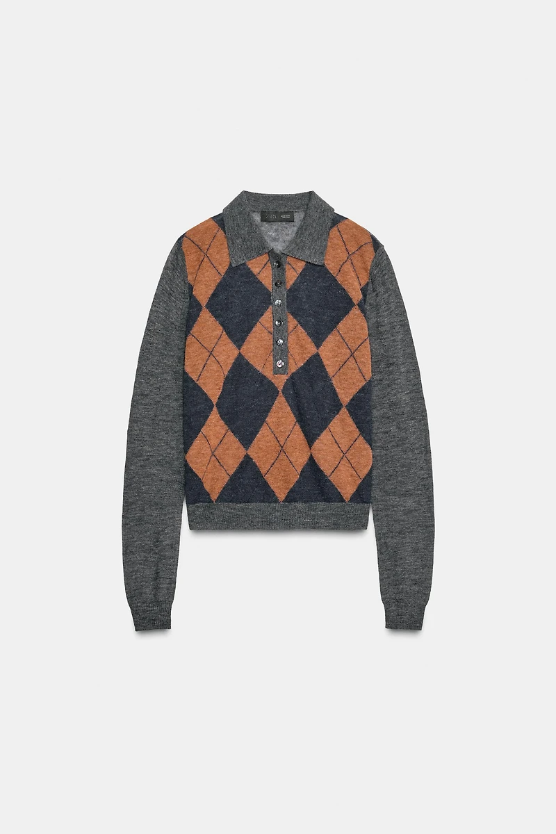 PULL POLO EN MAILLE LOSANGES