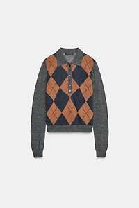 PULL POLO EN MAILLE LOSANGES