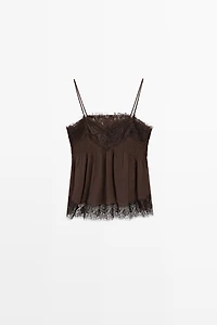 Camisole top with contrast lace detail
