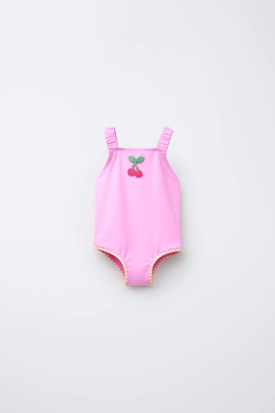 2-6 ANS/ MAILLOT DE BAIN CERISES AU CROCHET