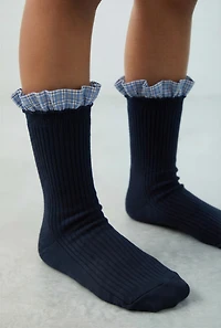 LOT DE DEUX PAIRES CHAUSSETTES AVEC VOLANT COMBINÉ