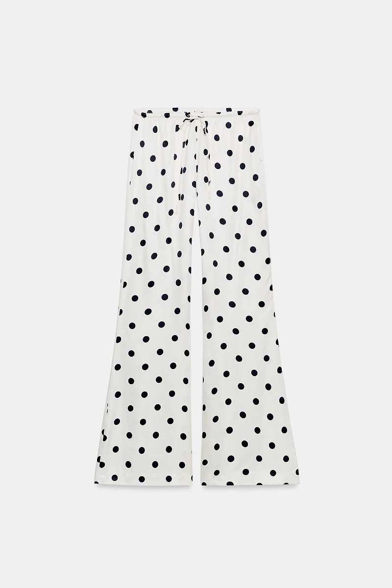 PANTALON SATINÉ À LACETS ET IMPRIMÉ ANIMALIER