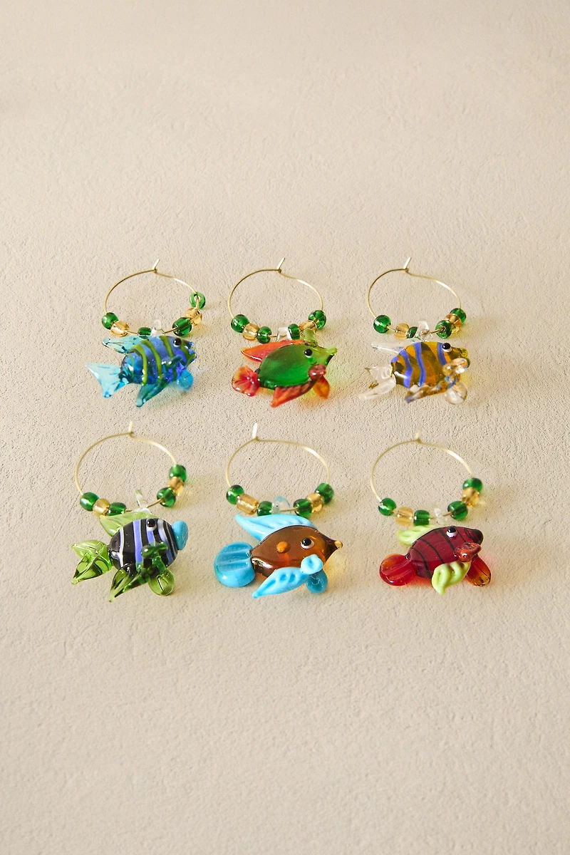 SET OF FISH GLASS CHARMS (SET OF 6)