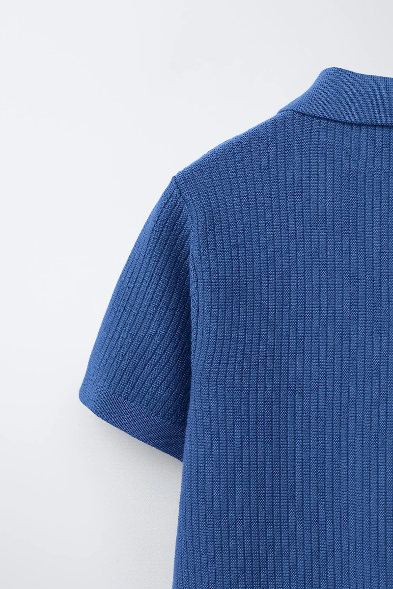 BASIC RIB KNIT POLO SHIRT
