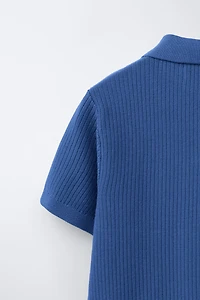 BASIC RIB KNIT POLO SHIRT