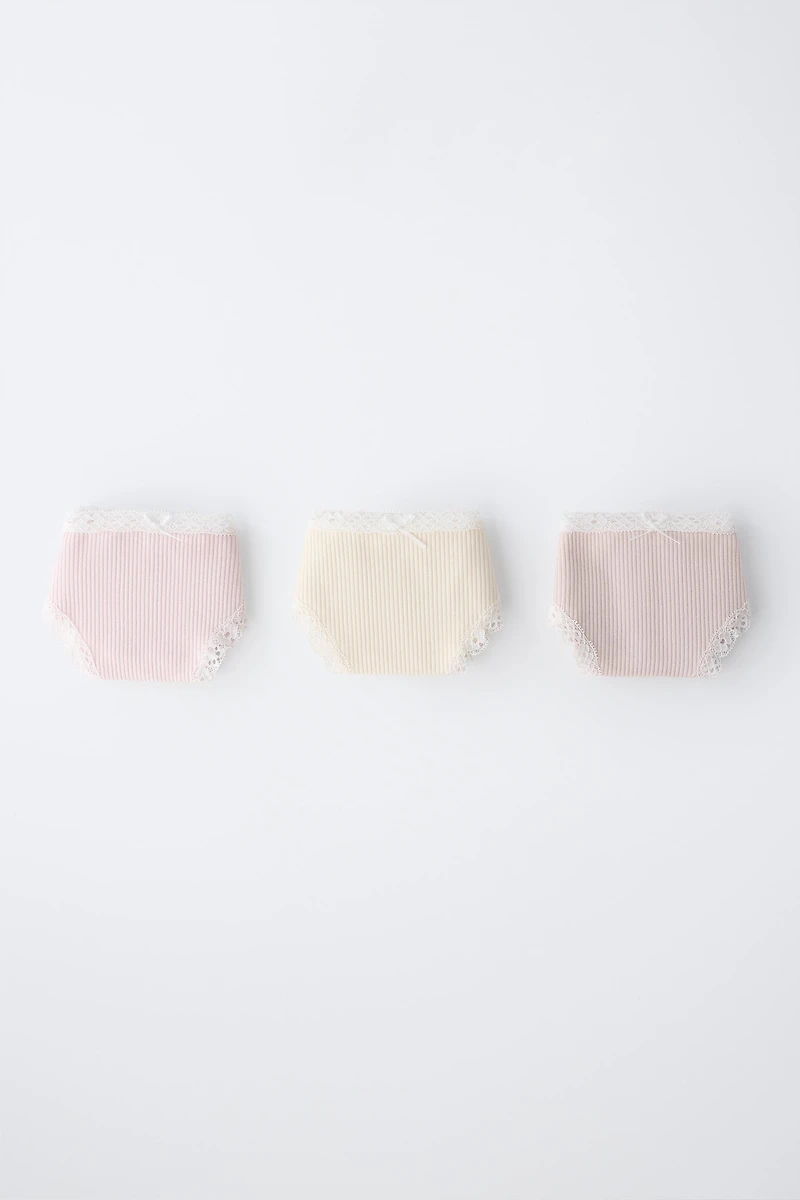 6-14 ANS/ LOT DE TROIS CULOTTES DENTELLE