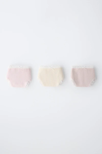 AGES 6-14/ THREE-PACK OF LACE TRIM UNDERWEAR