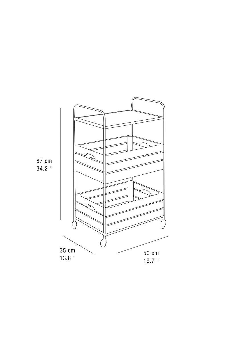 WOOD AND METAL STORAGE CART