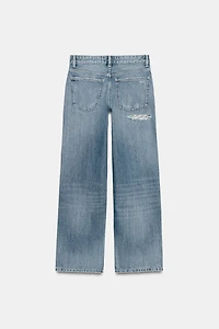 TRF LOW RISE STRAIGHT JEANS WITH RHINESTONES