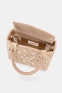 EMBROIDERED STRUCTURED HANDBAG