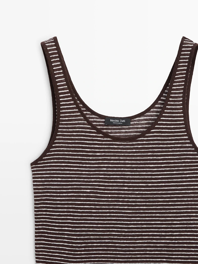 Striped strappy linen top