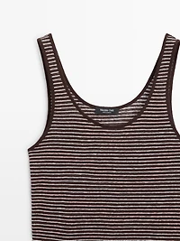 Striped strappy linen top