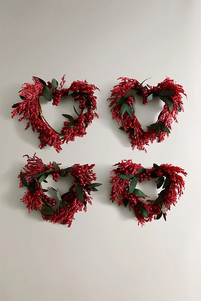 SET OF CHRISTMAS HEART LEAF NAPKIN RINGS (SET OF 4)