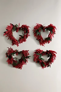 SET OF CHRISTMAS HEART LEAF NAPKIN RINGS (SET OF 4)