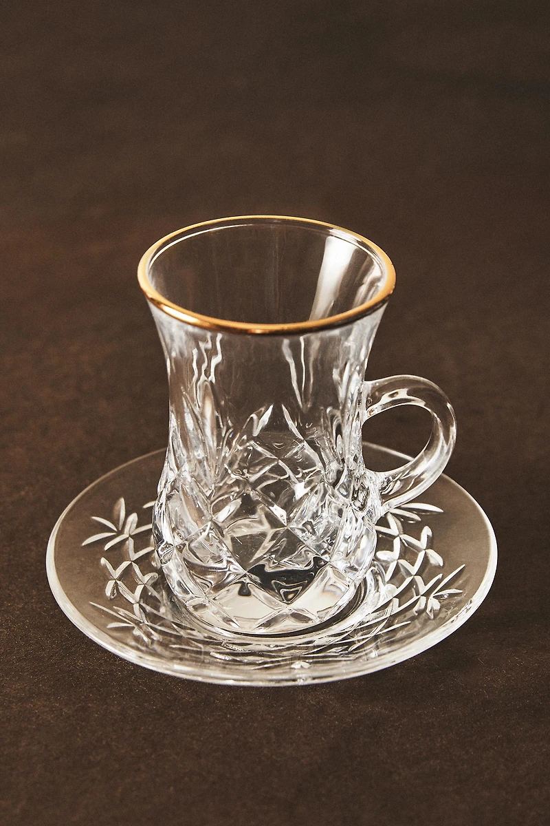 ENGRAVED GLASS TEACUP