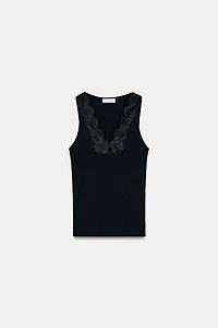 LACE RIBBED TOP