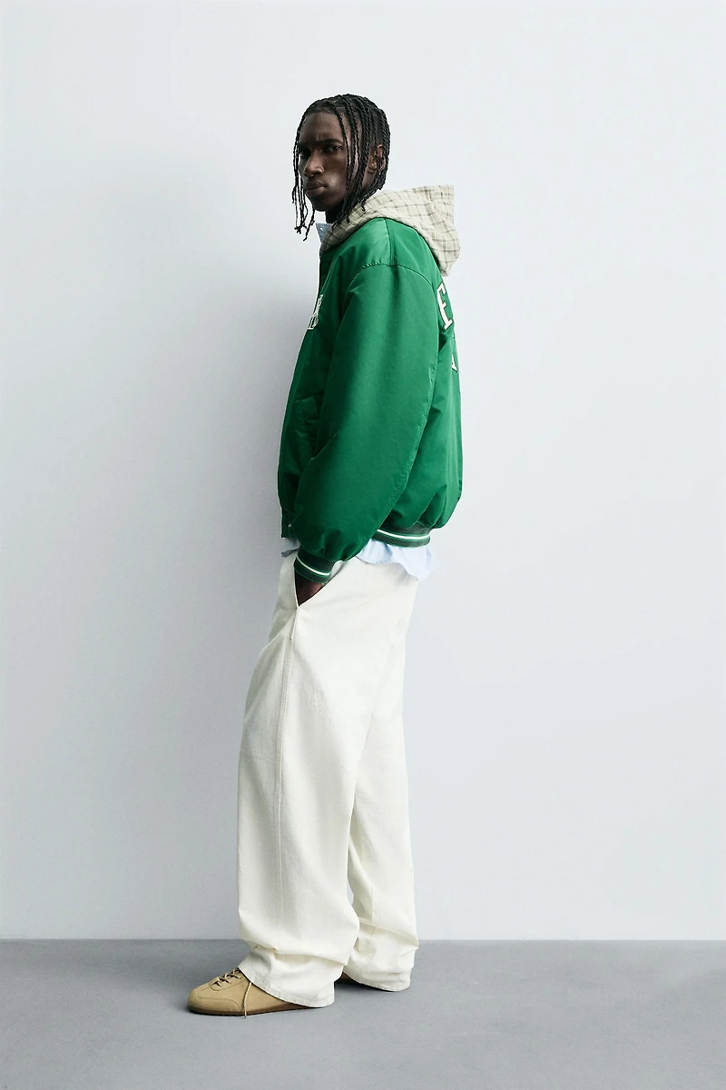 CONTRAST EMBROIDERY BOMBER JACKET